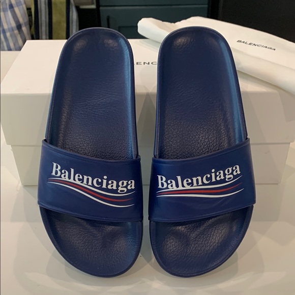 Balenciaga Blue Slides - Picture 1 of 7